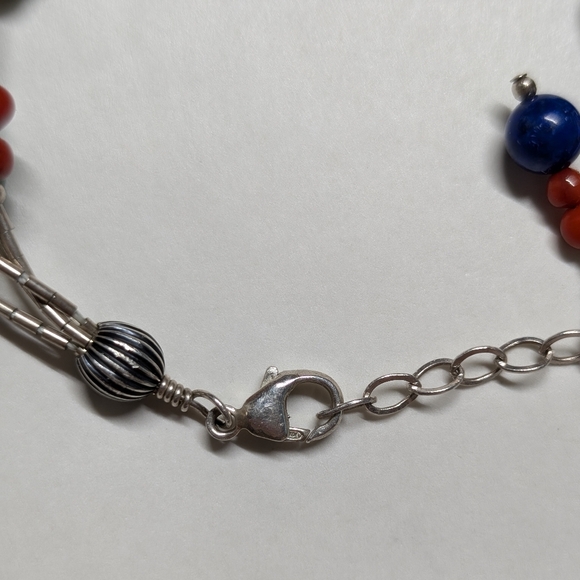 Vintage silver 925 charm bracelet beaded with stones - Picture 4 of 4